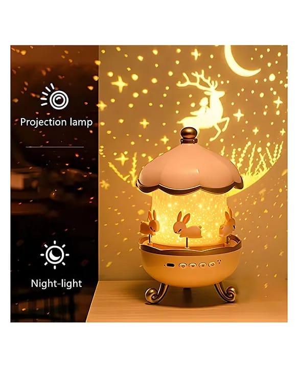 NEGOCIO Rabbits 6 Film,Baby Night Light Projector,USB Cable,360 Rotating Kids Night Light for Bedroom,5  Colours ,Star Baby Projector Light- PACK OF 1- COLOR MAY VARY