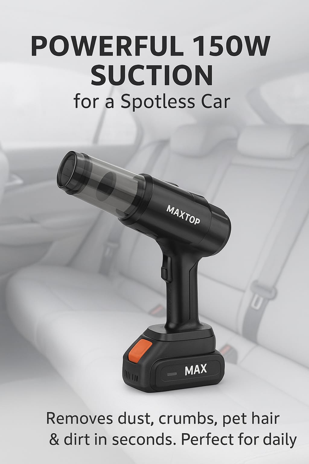 Powerful 150W Suction for a Spotless Car  MAKTOP Car Vacuum Cleaner