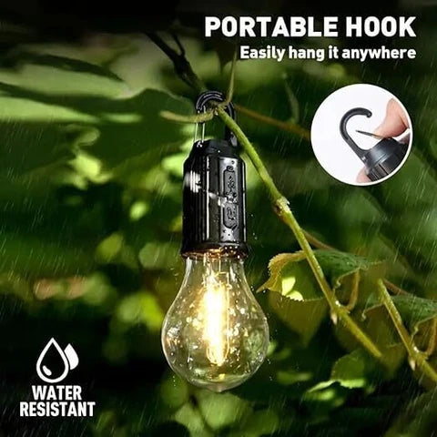 Rechargeable LED Hanging Bulb – Portable Camping Night Lamp with USB Charging, 3-Mode Brightness