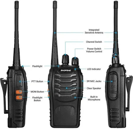 Baofeng Long Range Walkie Talkie | UHF/VHF Two-Way Radio | 16 Channels